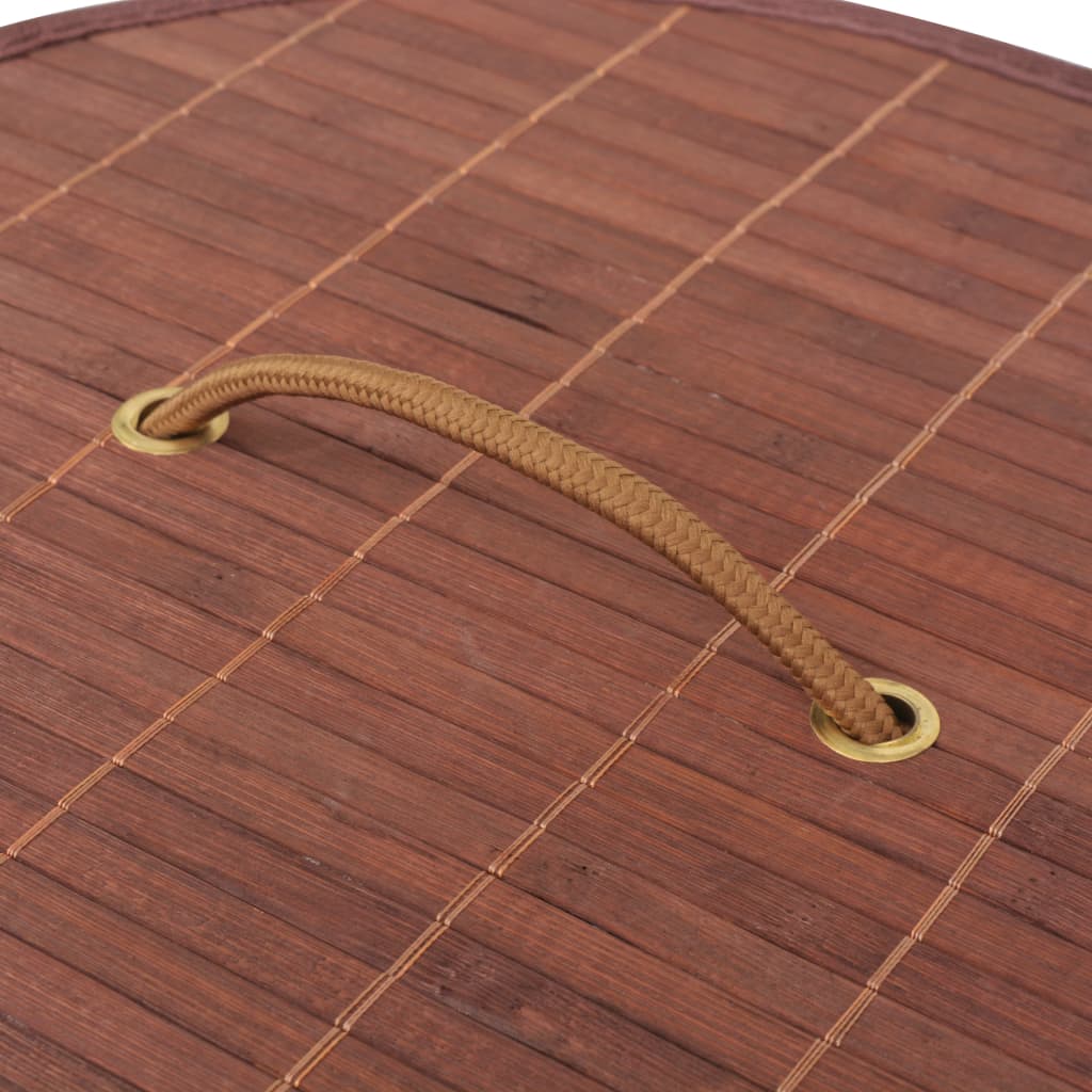Bamboo Laundry Basket Round Brown