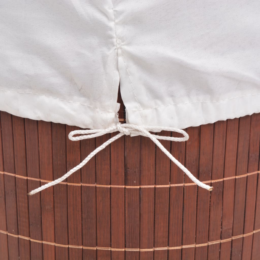 Bamboo Laundry Basket Round Brown