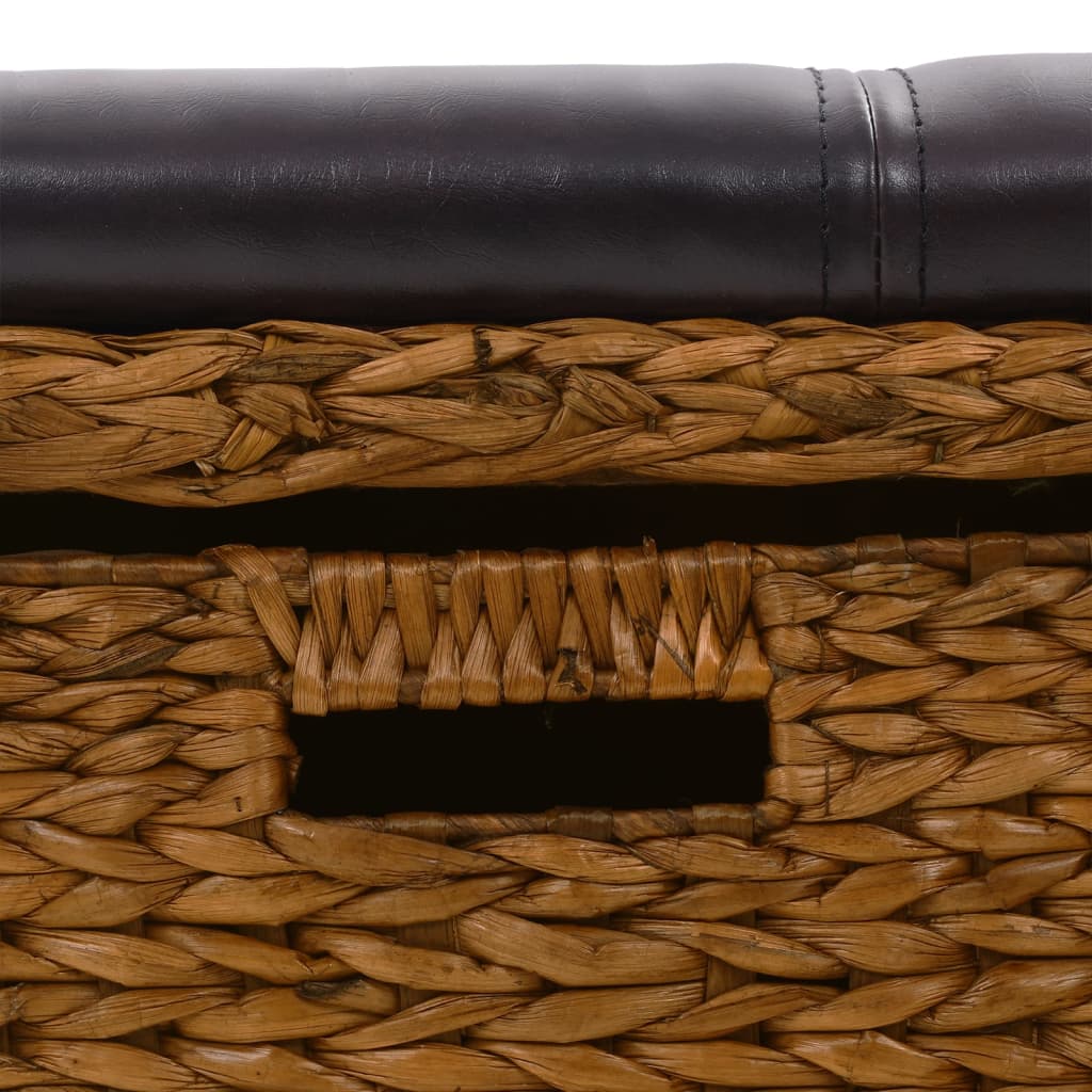 Bench with 2 baskets seagrass 71×40×42 cm brown