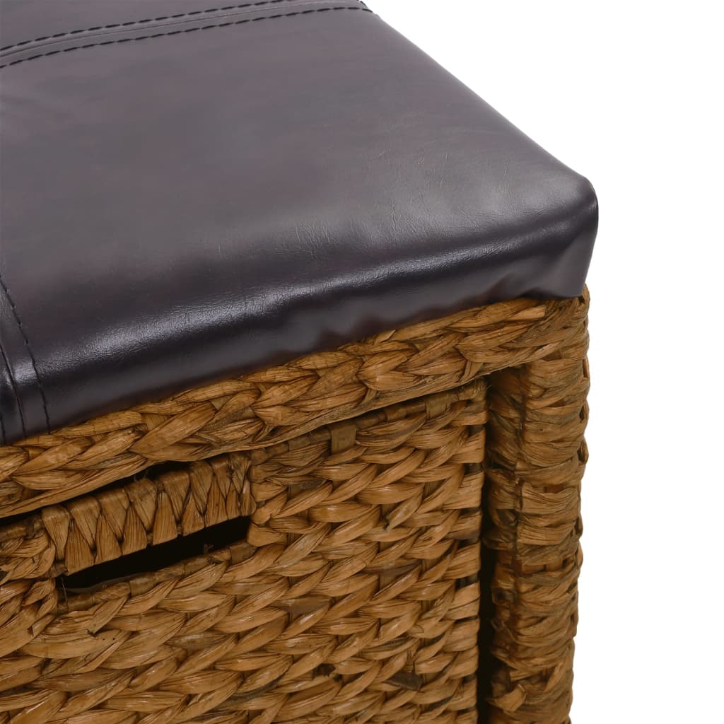 Bench with 2 baskets seagrass 71×40×42 cm brown
