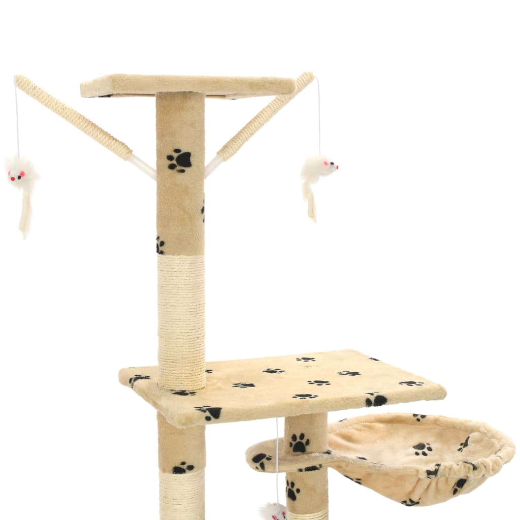 Katzen-Kratzbaum Sisal 230 - 250 cm Pfoten-Aufdruck Beige