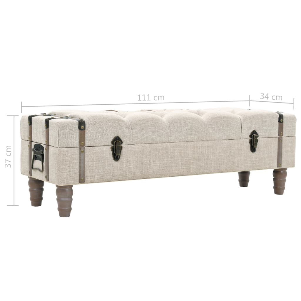 Storage bench solid wood and steel 111 x 34 x 37 cm