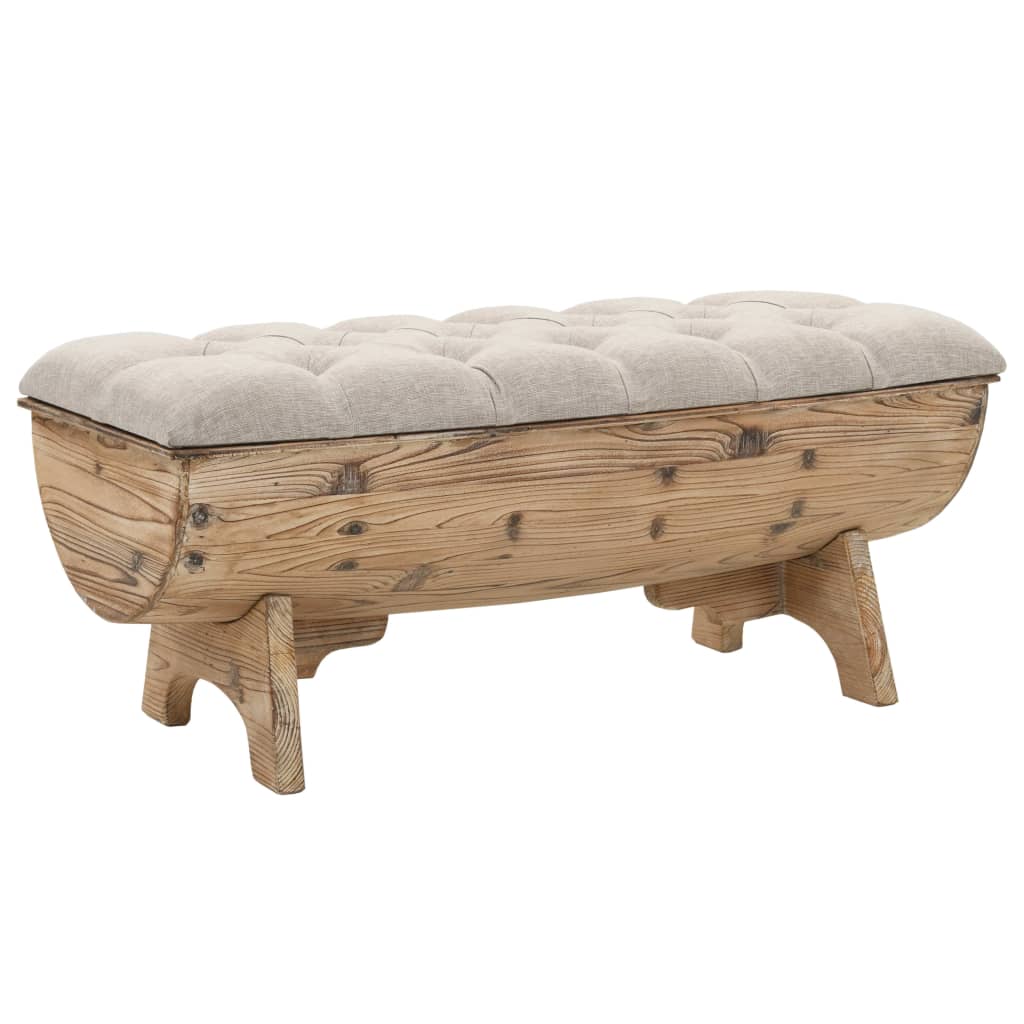 Storage bench solid wood and fabric 103 x 51 x 44 cm