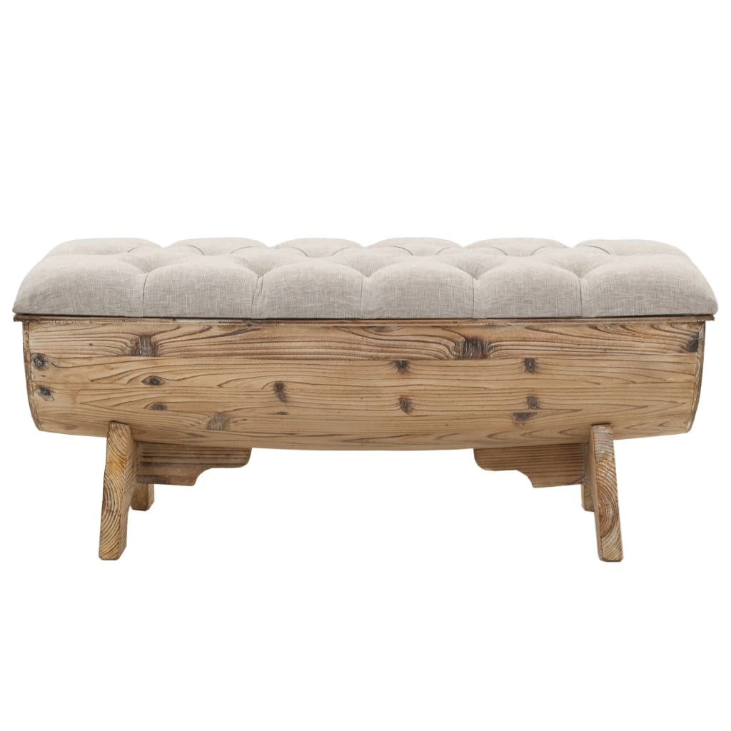 Storage bench solid wood and fabric 103 x 51 x 44 cm