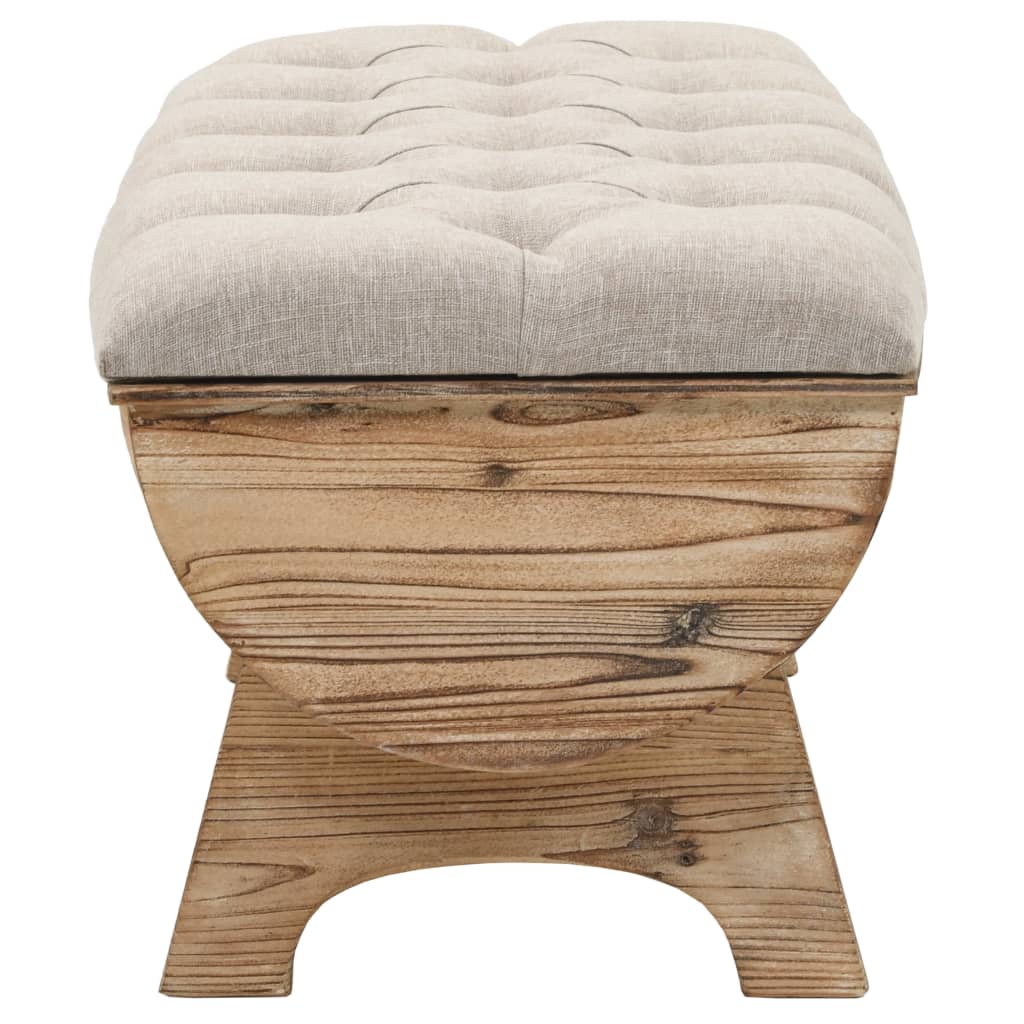 Storage bench solid wood and fabric 103 x 51 x 44 cm
