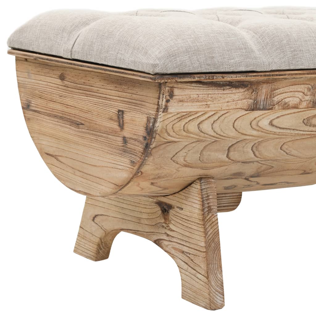 Storage bench solid wood and fabric 103 x 51 x 44 cm