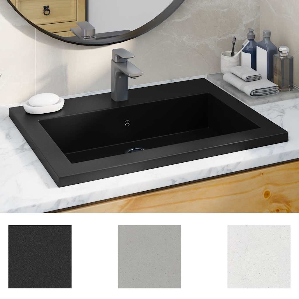 Granitbecken 600×450×120 mm Schwarz