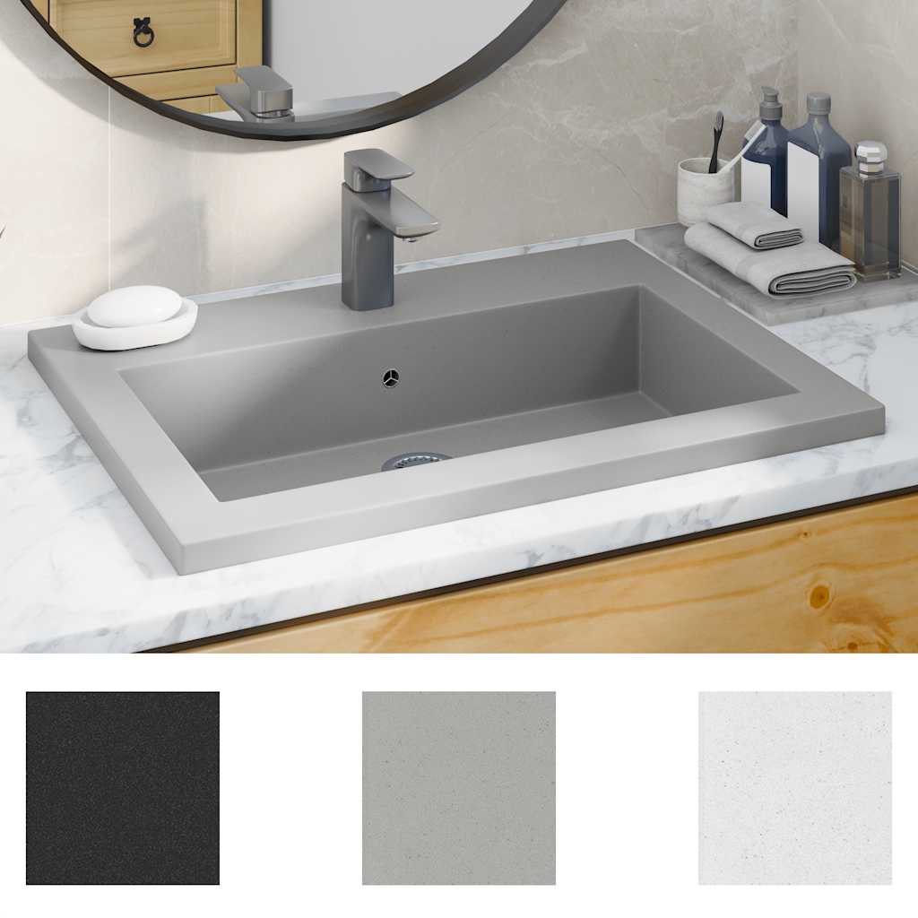 Granitbecken 600×450×120 mm Grau