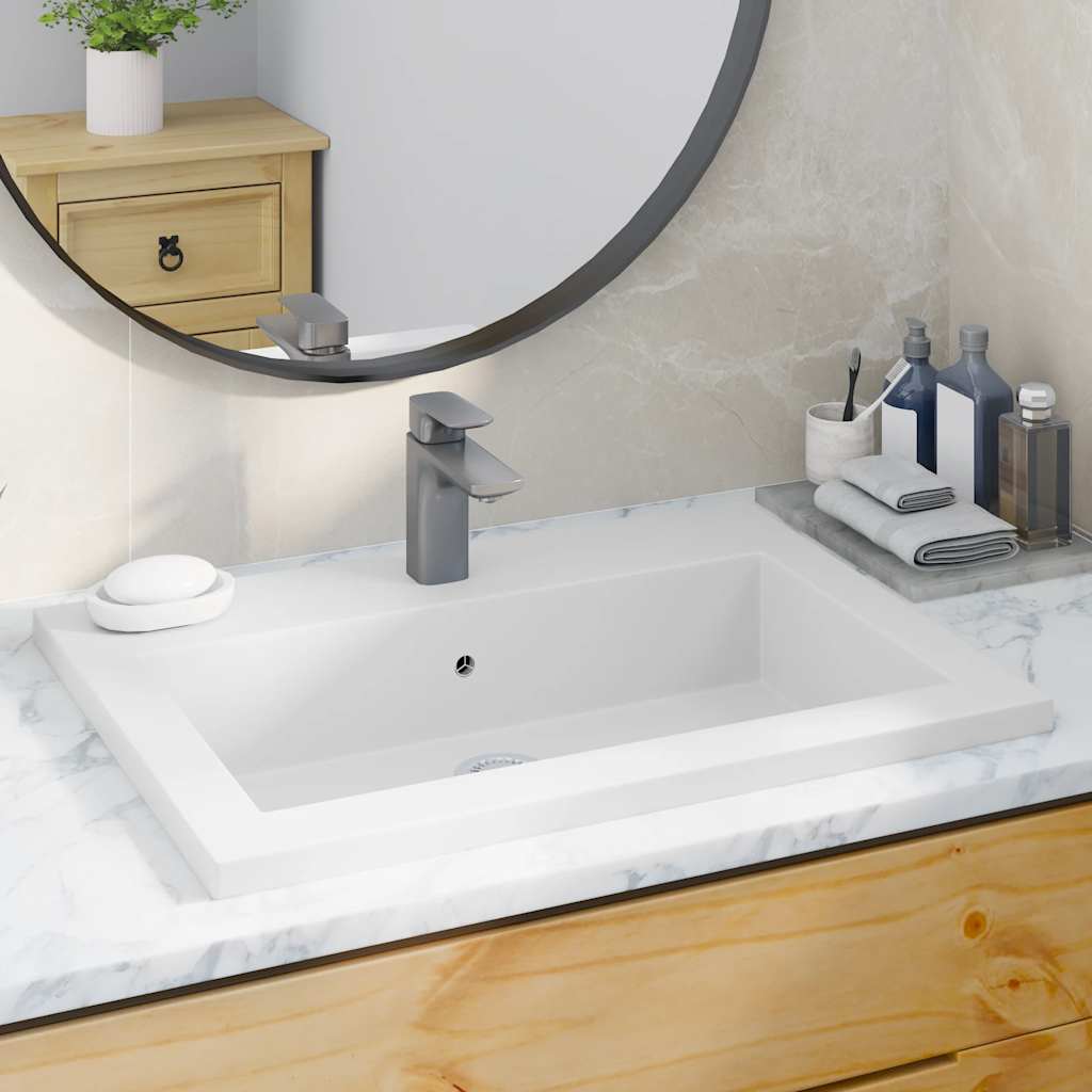 Granitbecken 600×450×120 mm Weiß