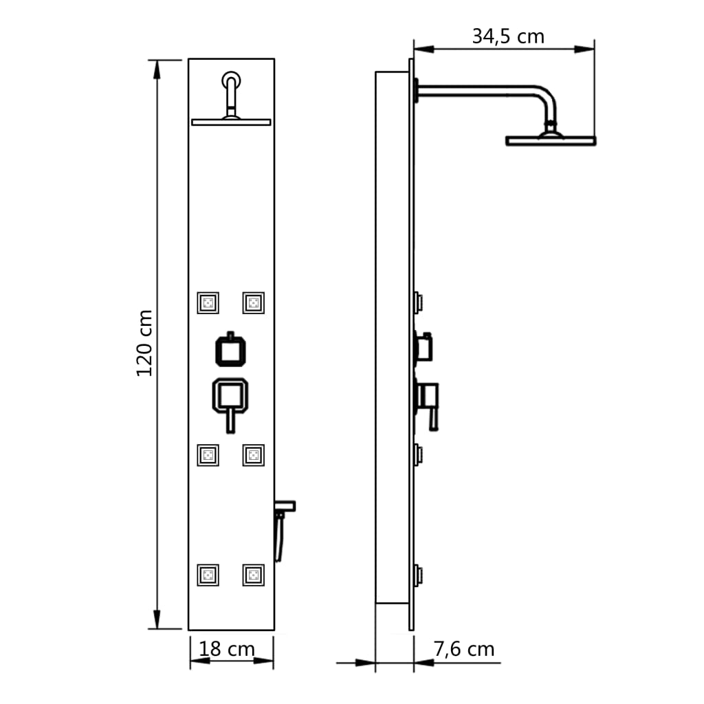 Duschpaneel Glas 18×42,1×120 cm Schwarz