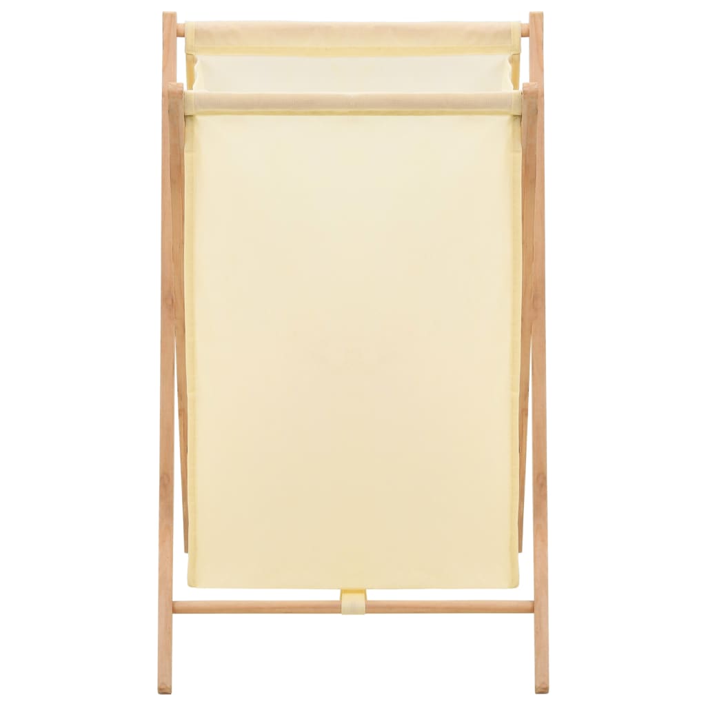 Laundry basket cedar wood and fabric beige 42x41x64 cm