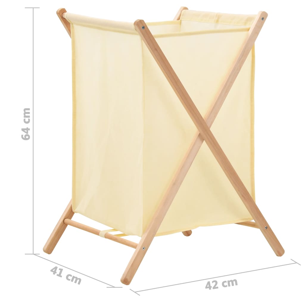 Laundry basket cedar wood and fabric beige 42x41x64 cm