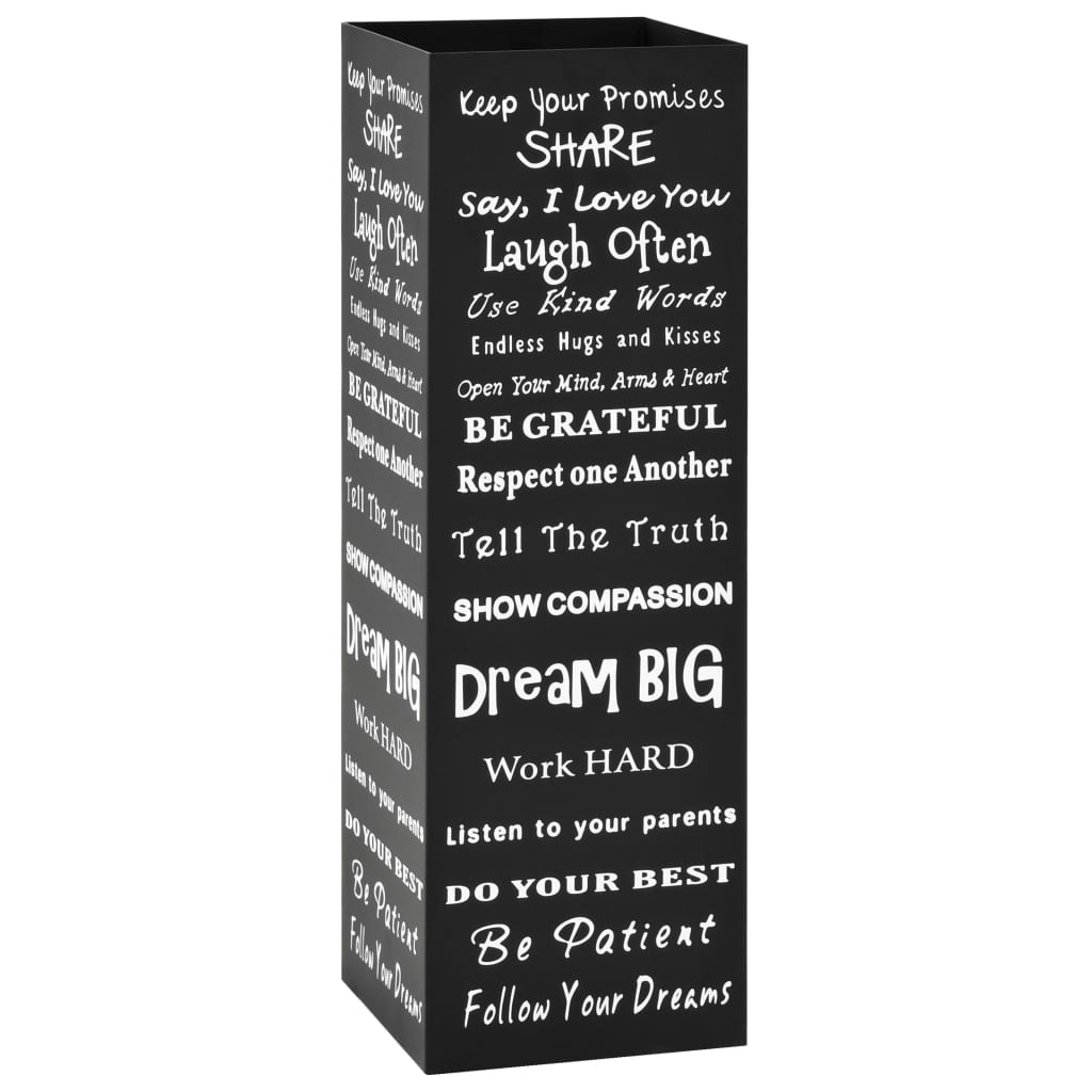 Umbrella stand text design steel black