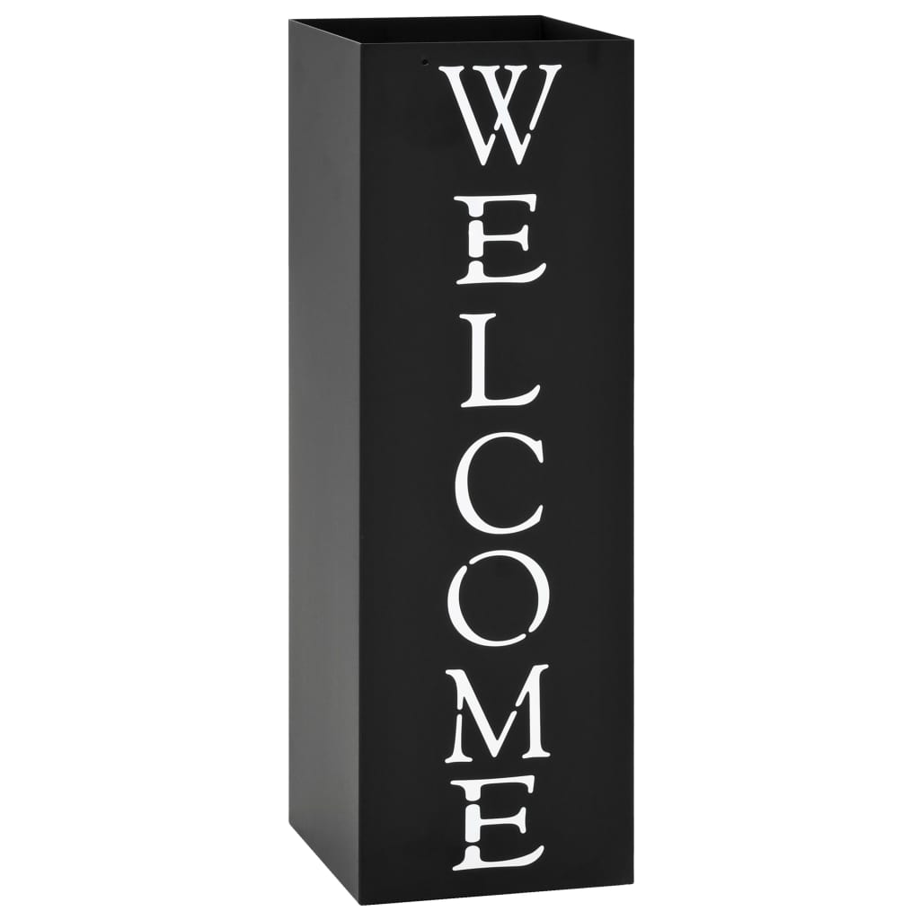 Umbrella stand Welcome steel black