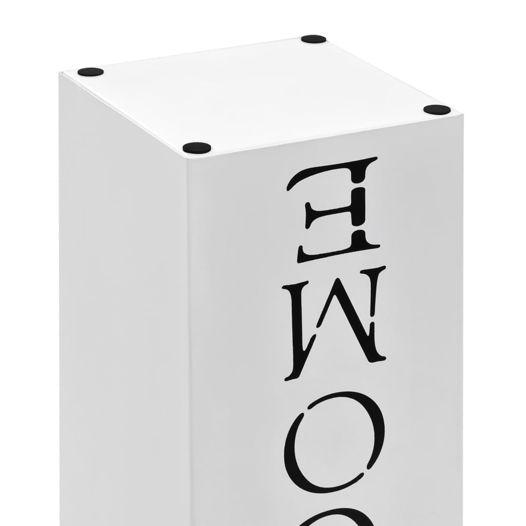 Umbrella stand Welcome steel white