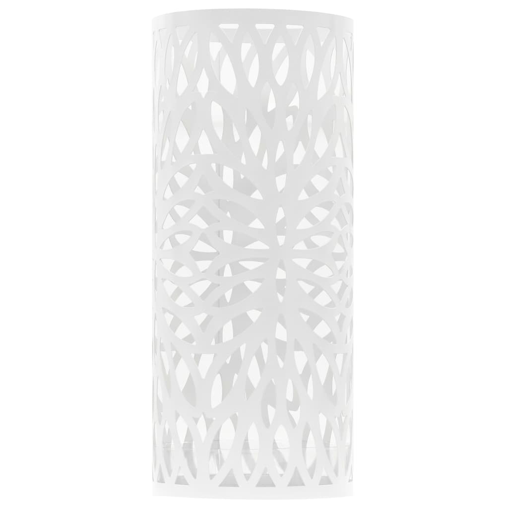 Umbrella stand leaf motif steel white
