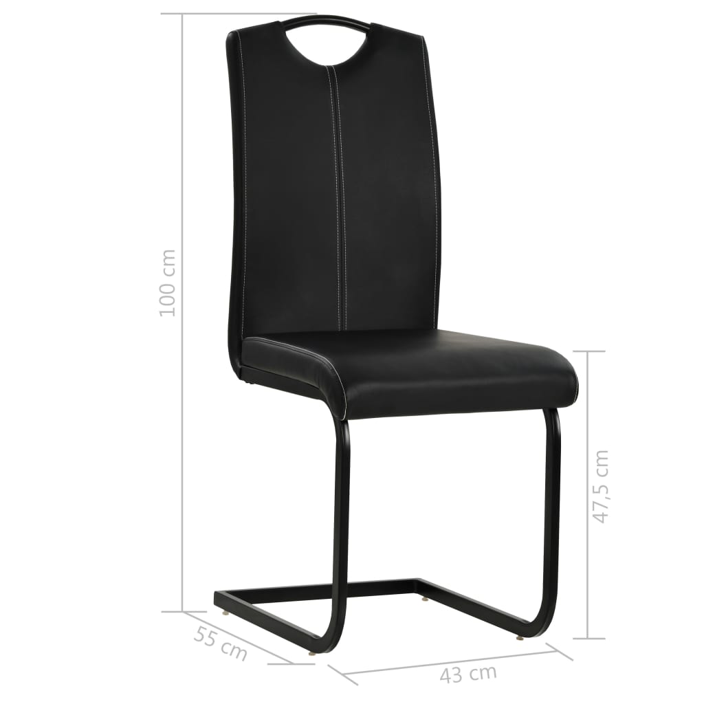 Cantilever chairs 4 pcs. Black artificial leather