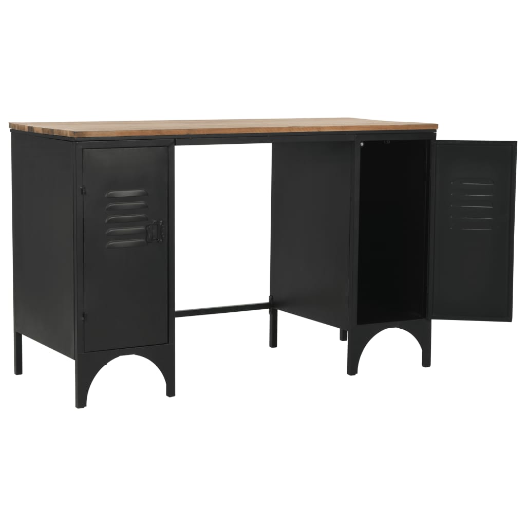 Desk with stand made of solid fir wood and steel 120x50x76 cm
