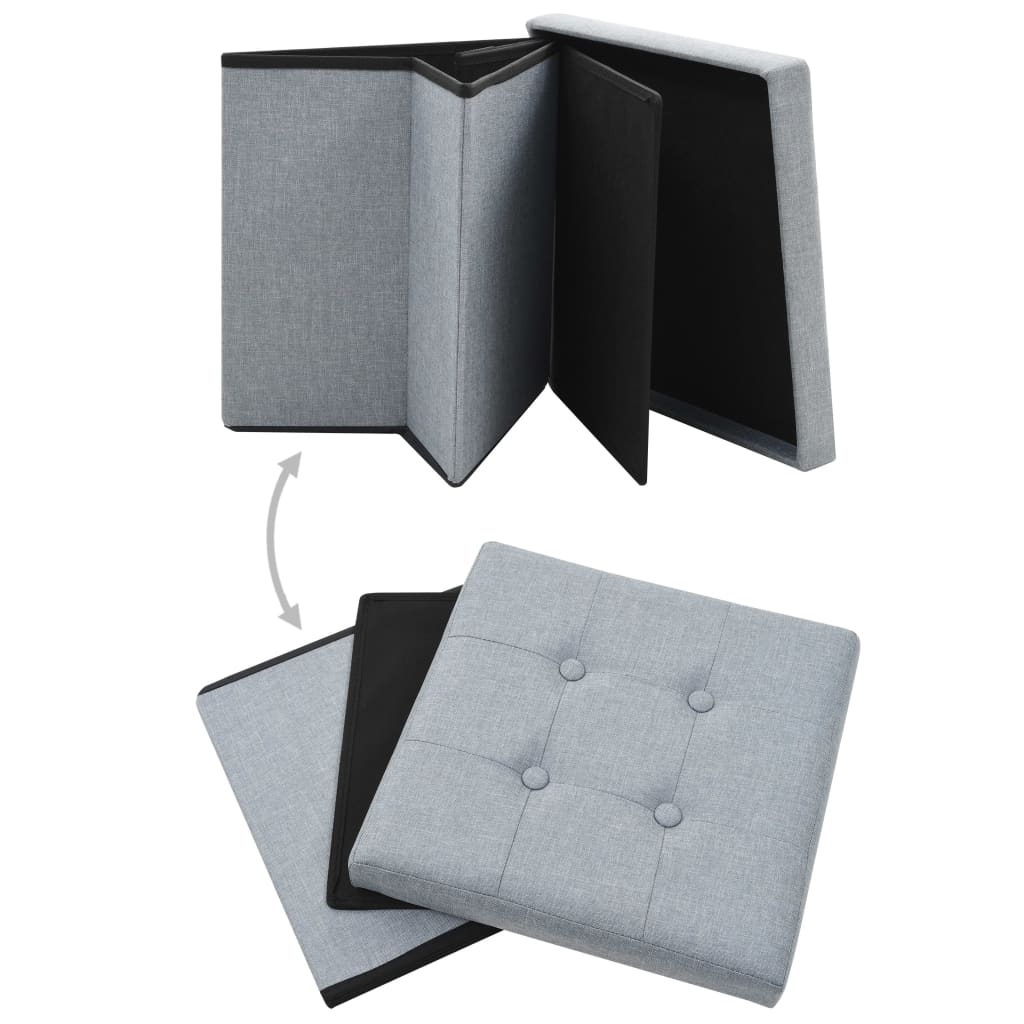 Hocker mit Stauraum 2 Stk. Hellgrau Leinenoptik