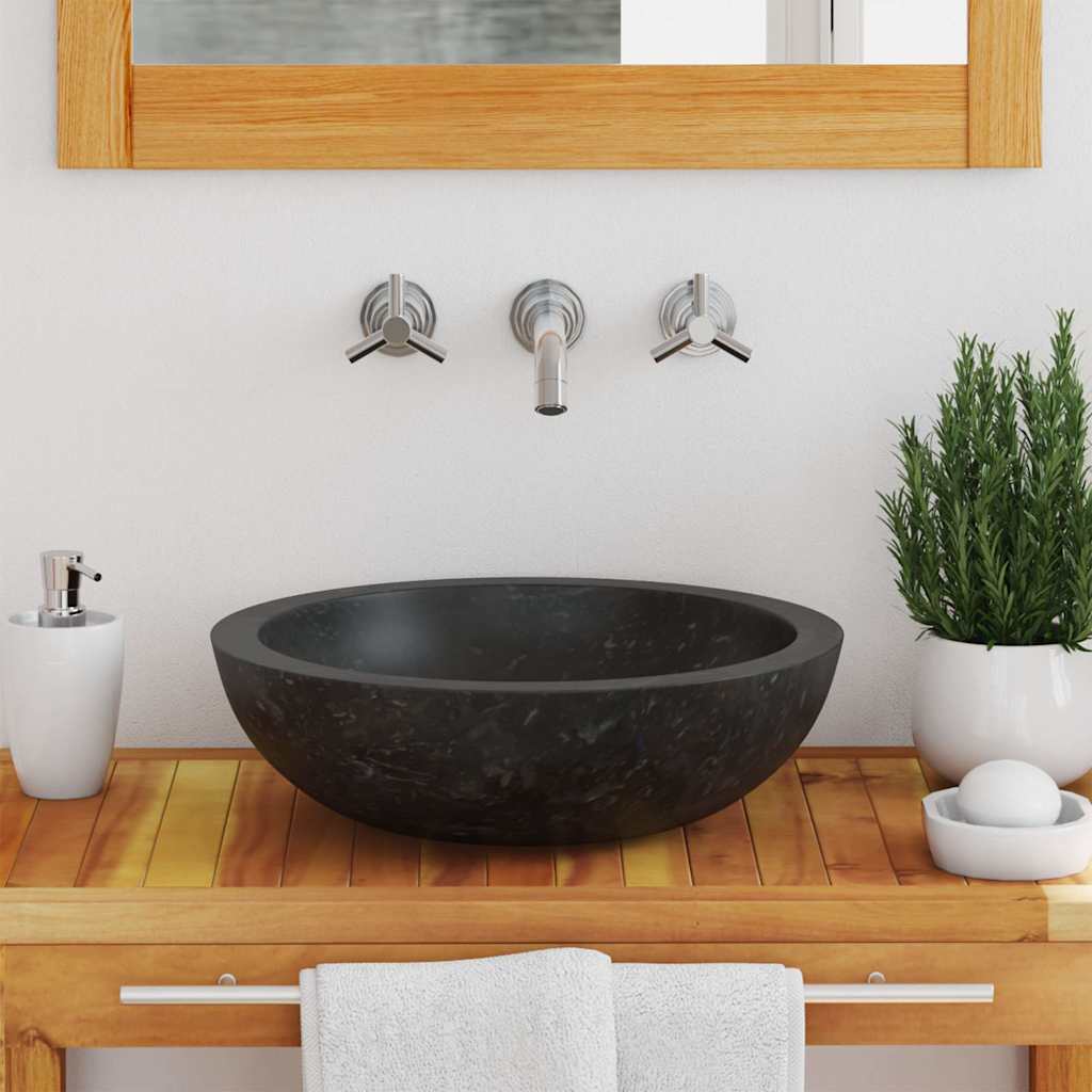 Waschbecken 40x12 cm Marmor Schwarz