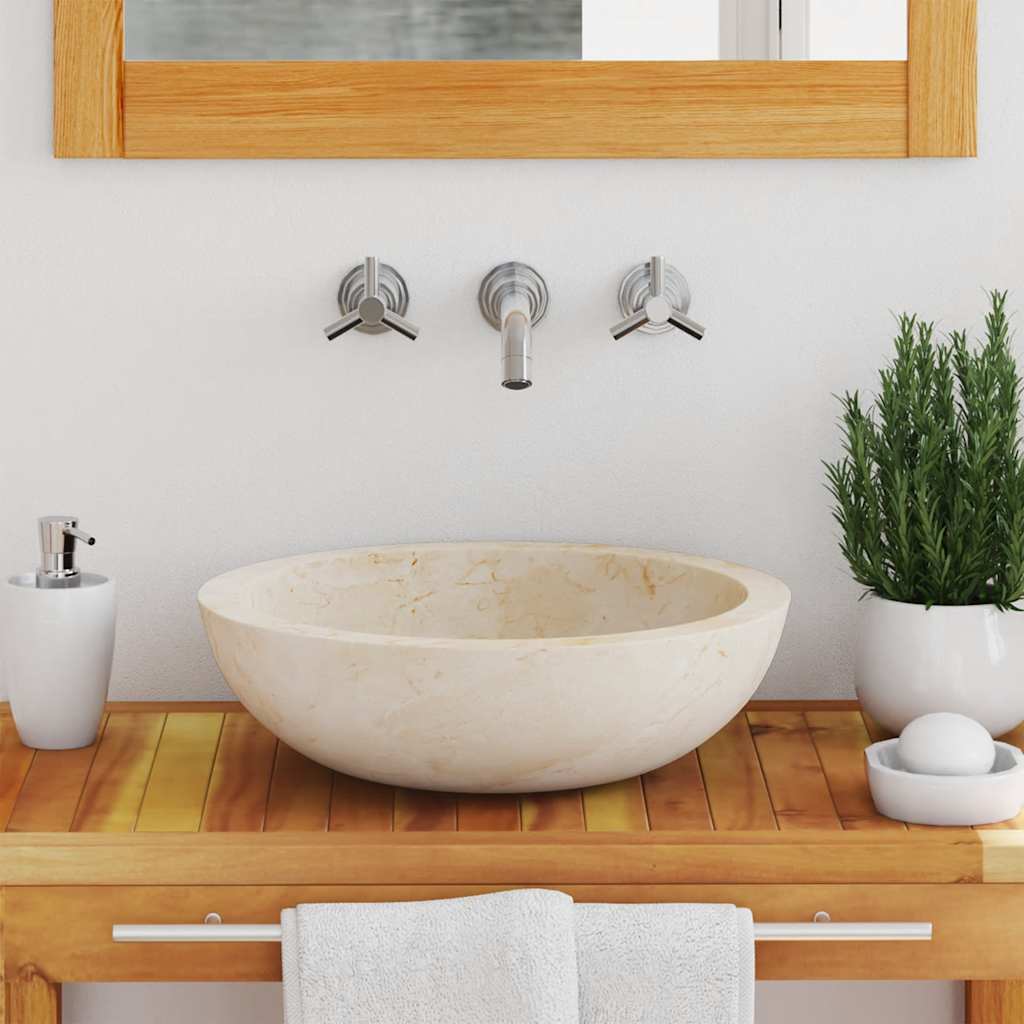 Waschbecken 40x12 cm Marmor Creme