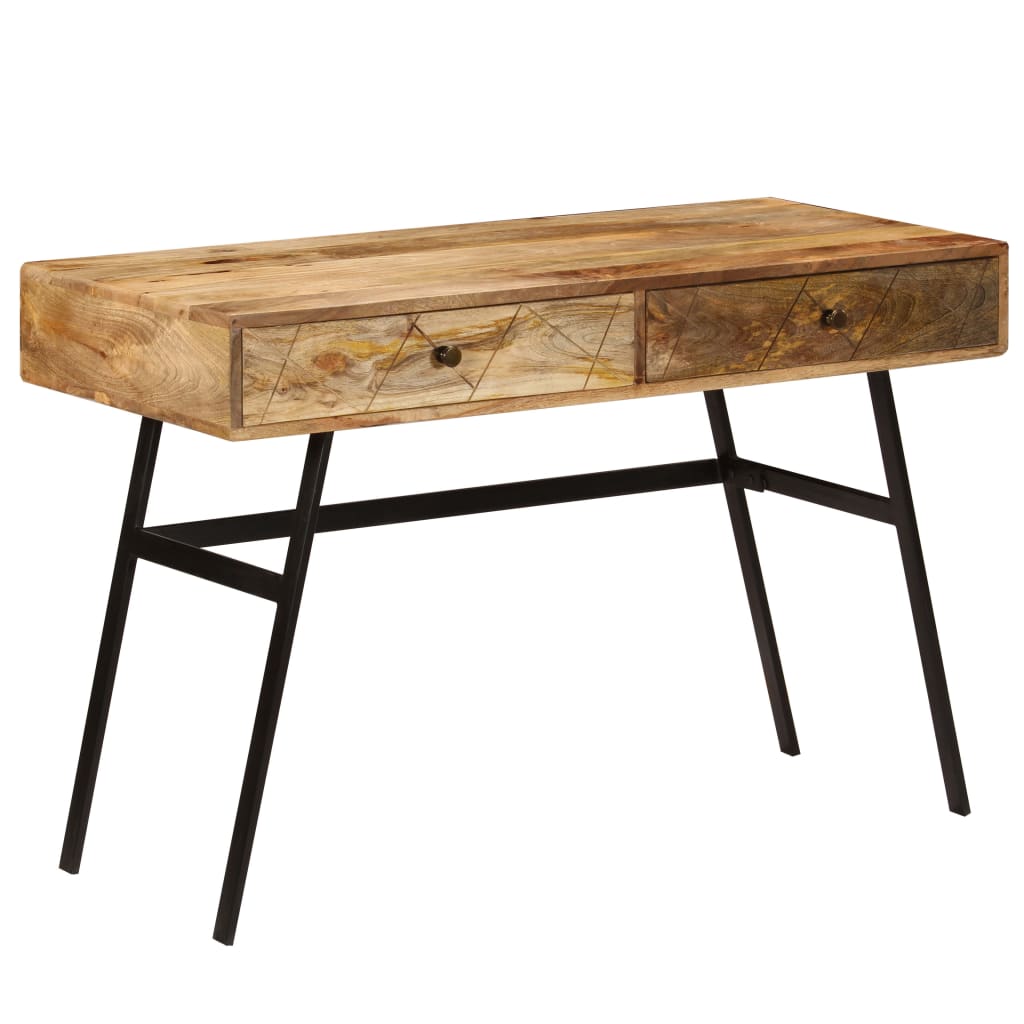 Desk with drawers made of solid mango wood 110×50×76 cm
