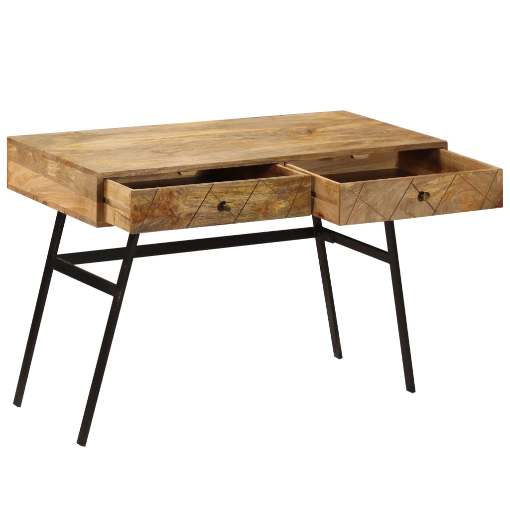 Desk with drawers made of solid mango wood 110×50×76 cm