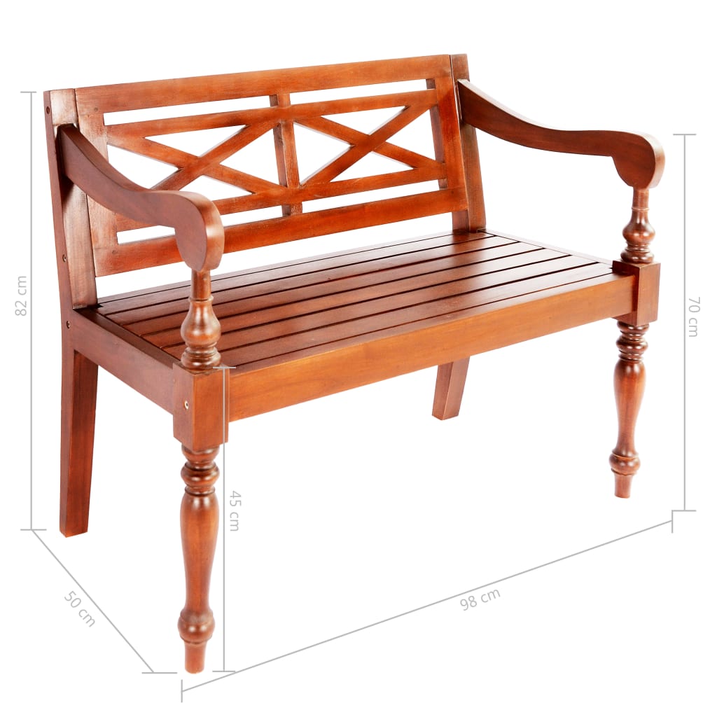 Batavia bench 98 cm mahogany solid wood dark brown