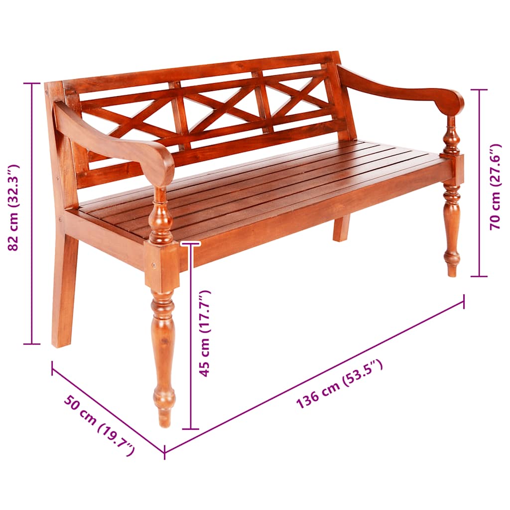 Batavia-Sitzbank 136 cm Mahagoni Massivholz Dunkelbraun