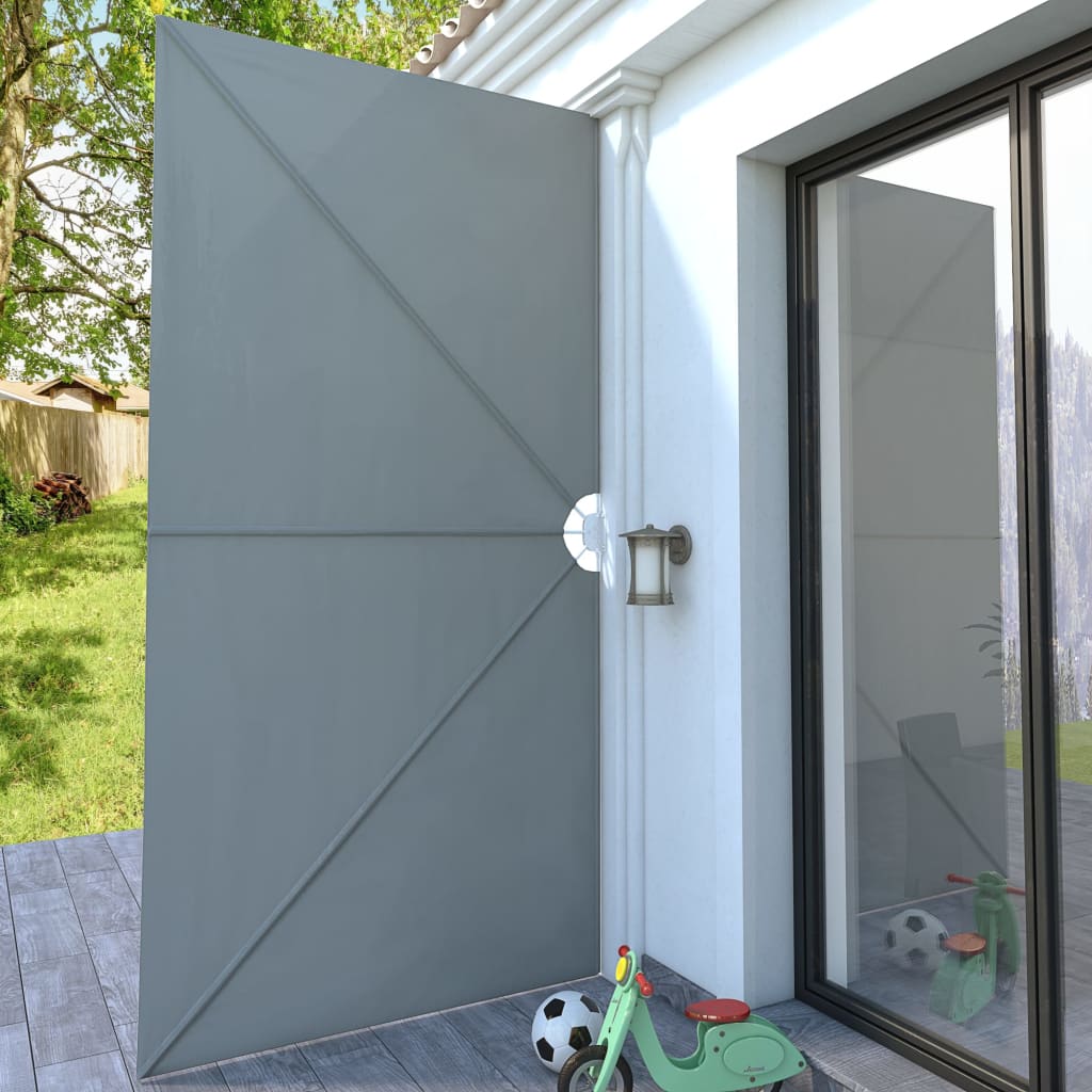 Faltbarer Terrassen-Seitenfächer Grau 400×200 cm