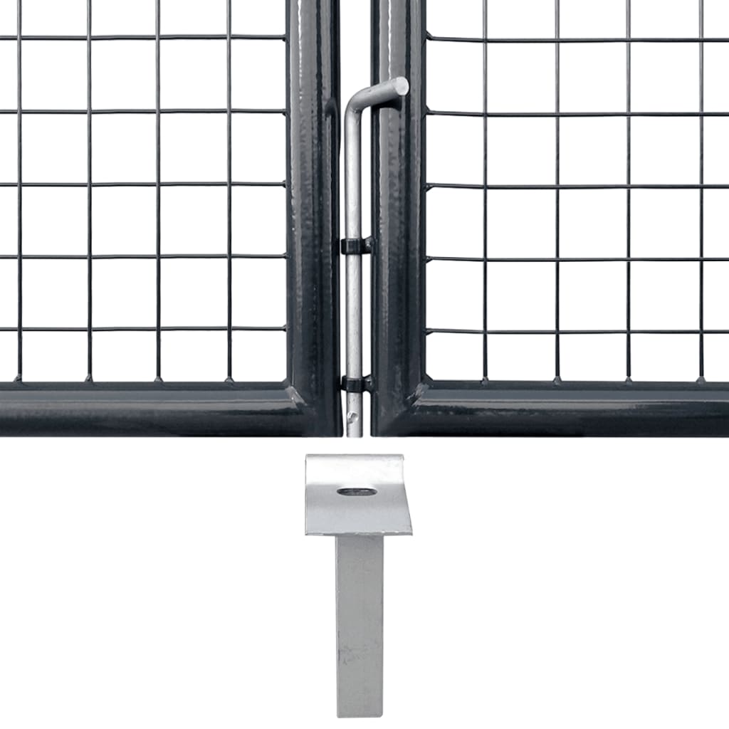 Gitter-Gartentor Verzinkter Stahl 306 x 100 cm Grau