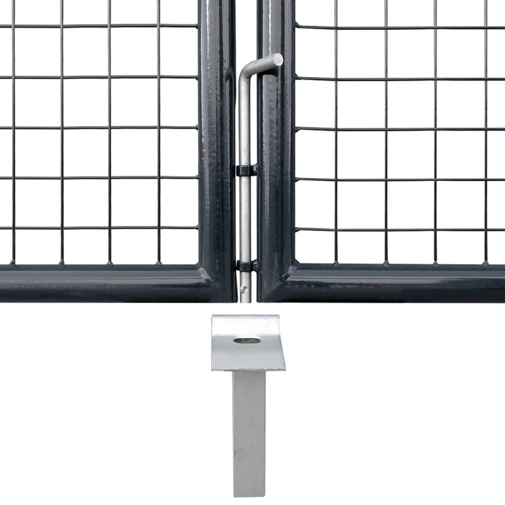 Gitter-Gartentor Verzinkter Stahl 306 x 175 cm Grau