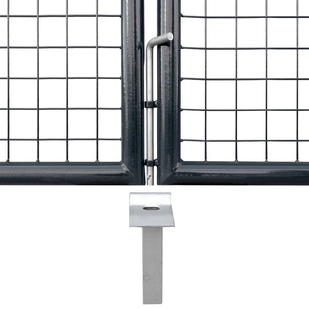 Gitter-Gartentor Verzinkter Stahl 415 x 200 cm Grau