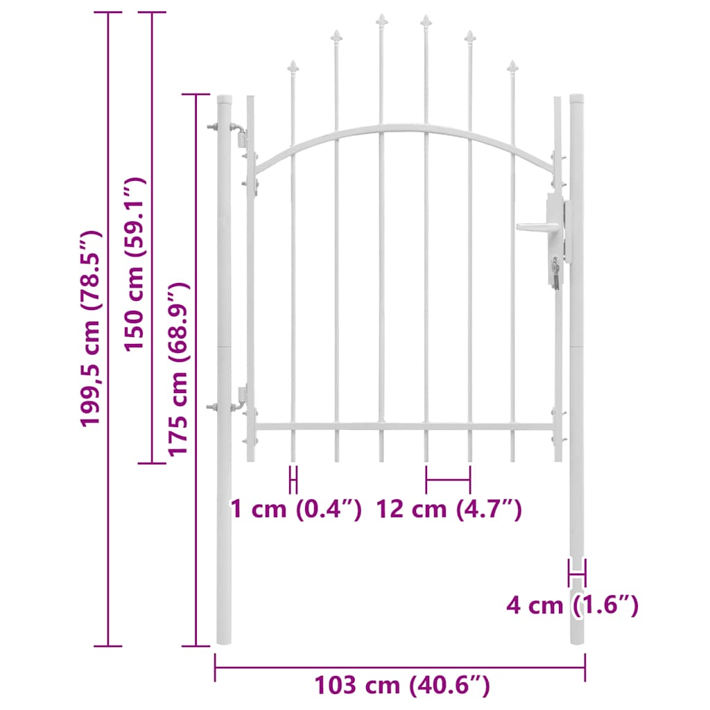 Gartentor Stahl 1 x 2 m Weiß