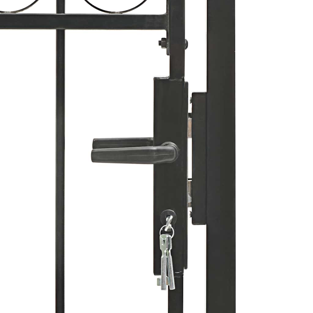 Zauntor mit gewölbter Oberseite Stahl 104 x 125 cm Schwarz