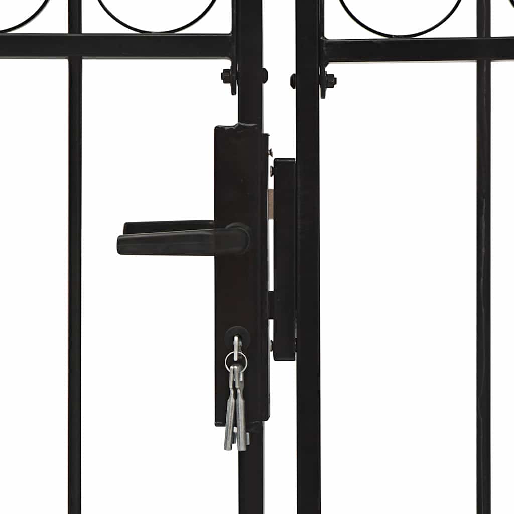 Zauntor Doppelflügel Gewölbte Spitze Stahl 300 x 150 cm Schwarz