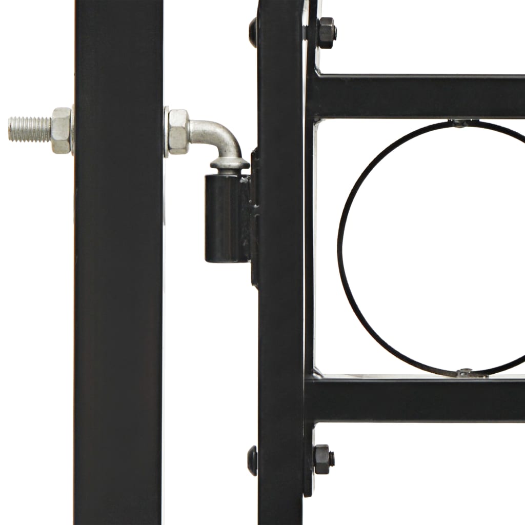 Zauntor Doppelflügel Gewölbte Spitze Stahl 400 x 125 cm Schwarz