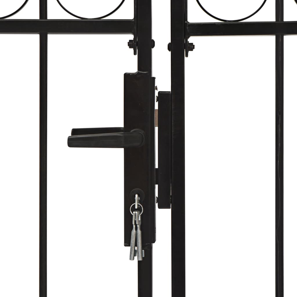 Zauntor Doppelflügel Gewölbte Spitze Stahl 400 x 175 cm Schwarz