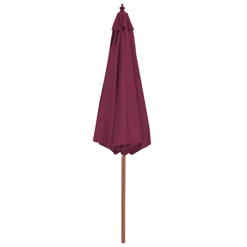 Parasol with wooden pole 300 cm Bordeaux red