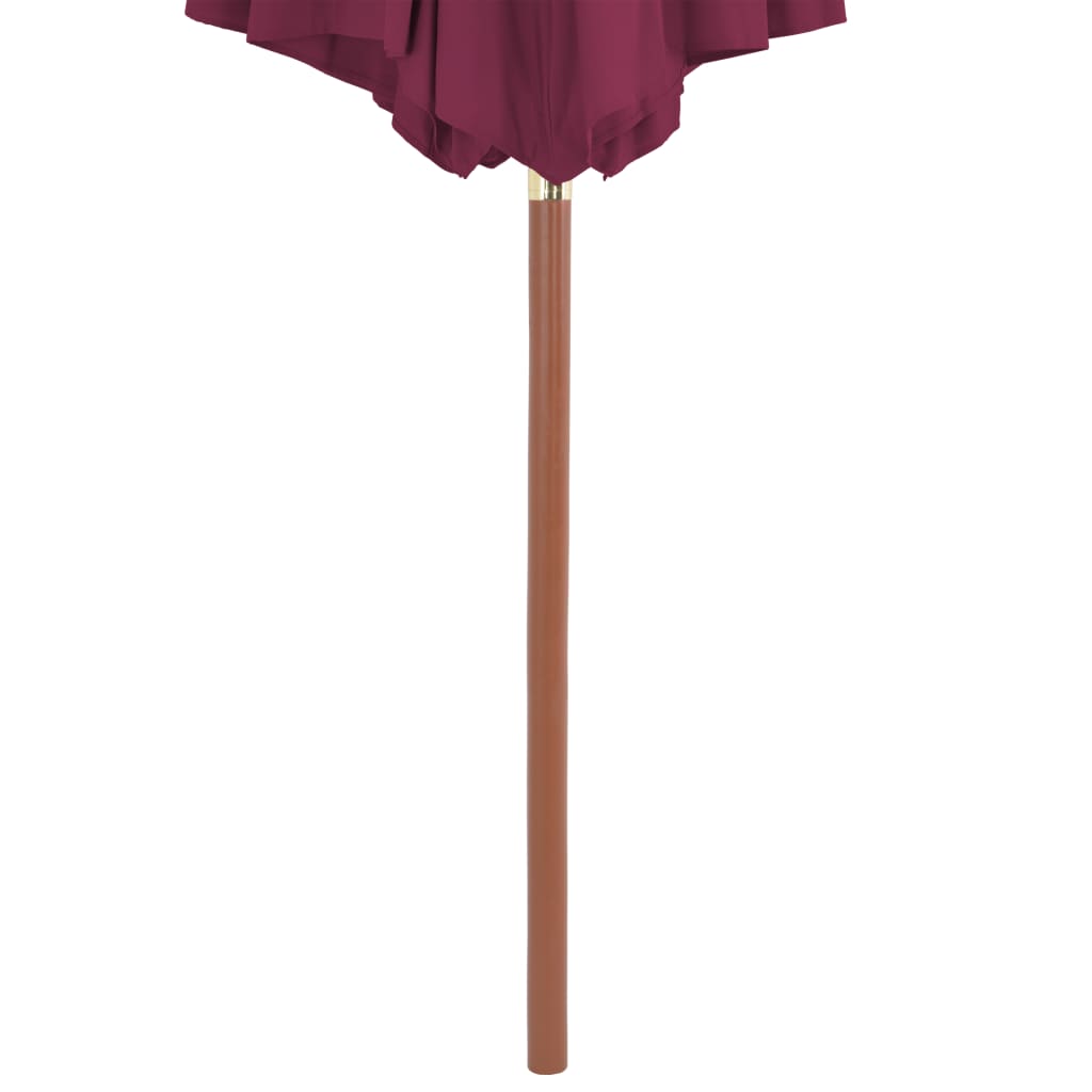 Parasol with wooden pole 300 cm Bordeaux red