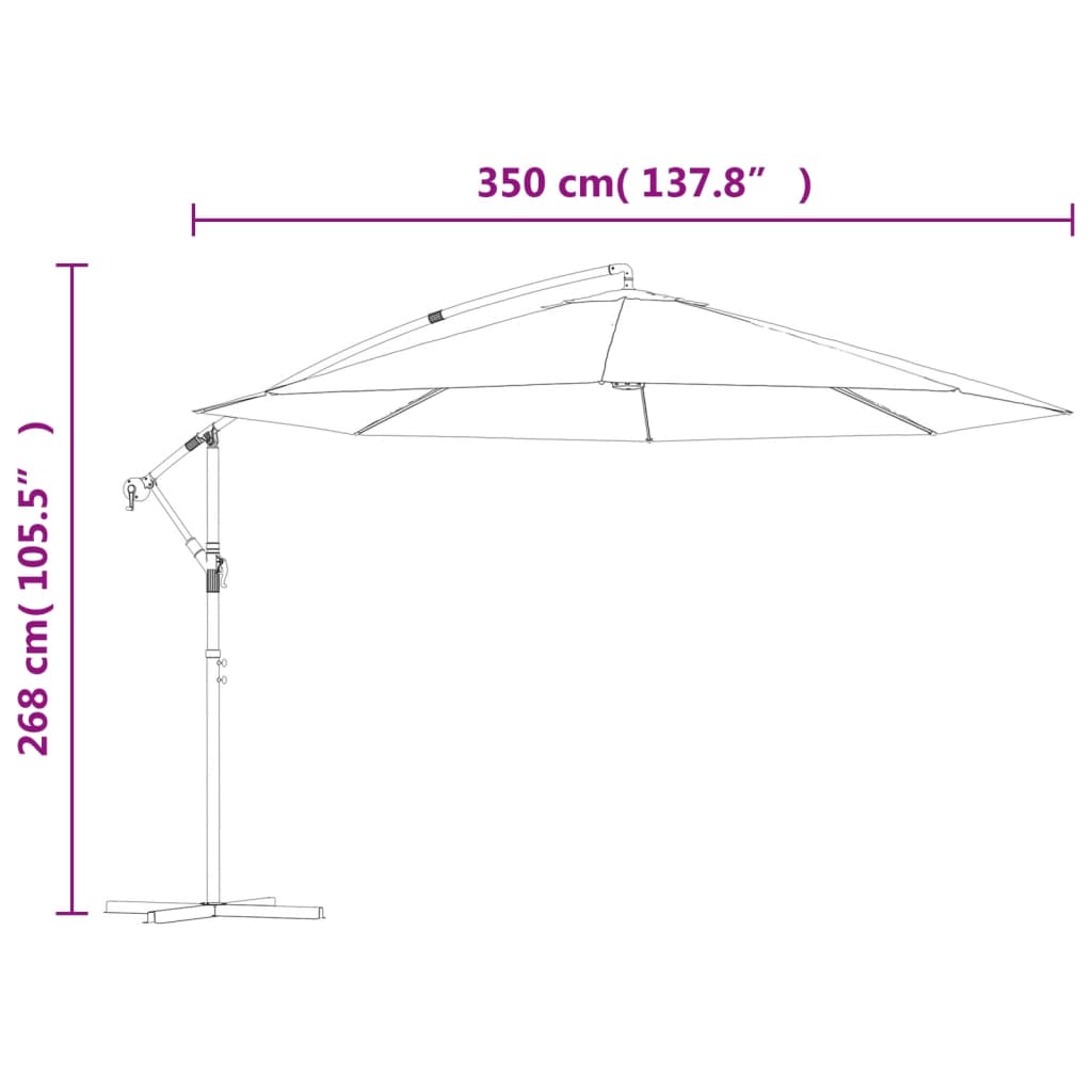Ampelschirm mit Aluminium-Mast 350 cm Bordeauxrot