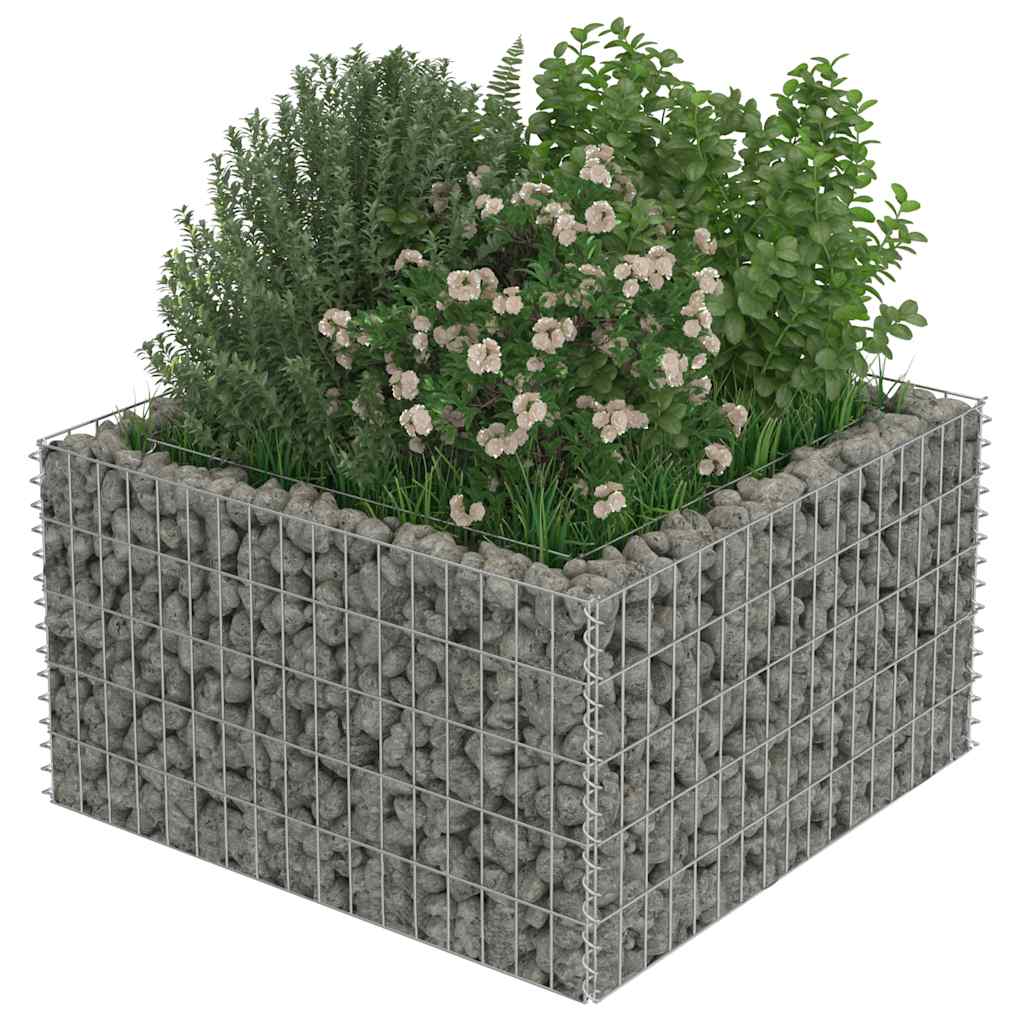 Gabionen-Hochbeet Verzinkter Stahl 90×90×50 cm