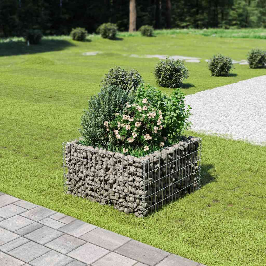 Gabionen-Hochbeet Verzinkter Stahl 90×90×50 cm