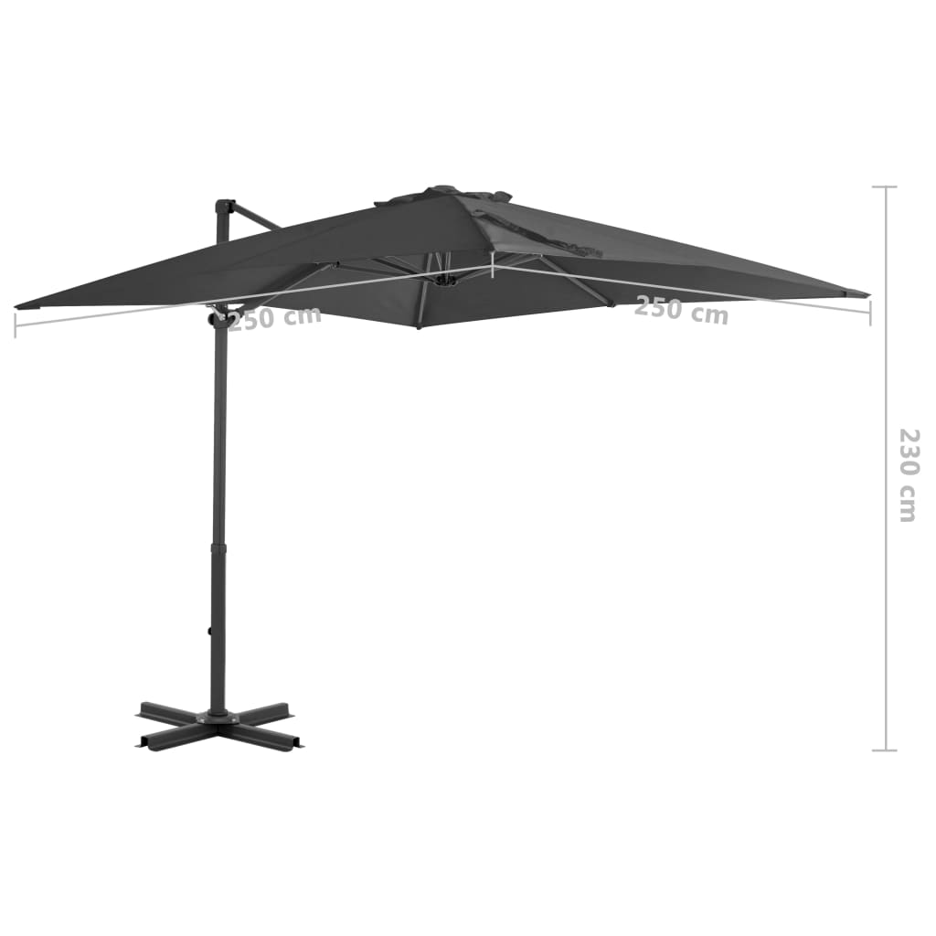 Cantilever umbrella with aluminum pole 250x250 cm anthracite