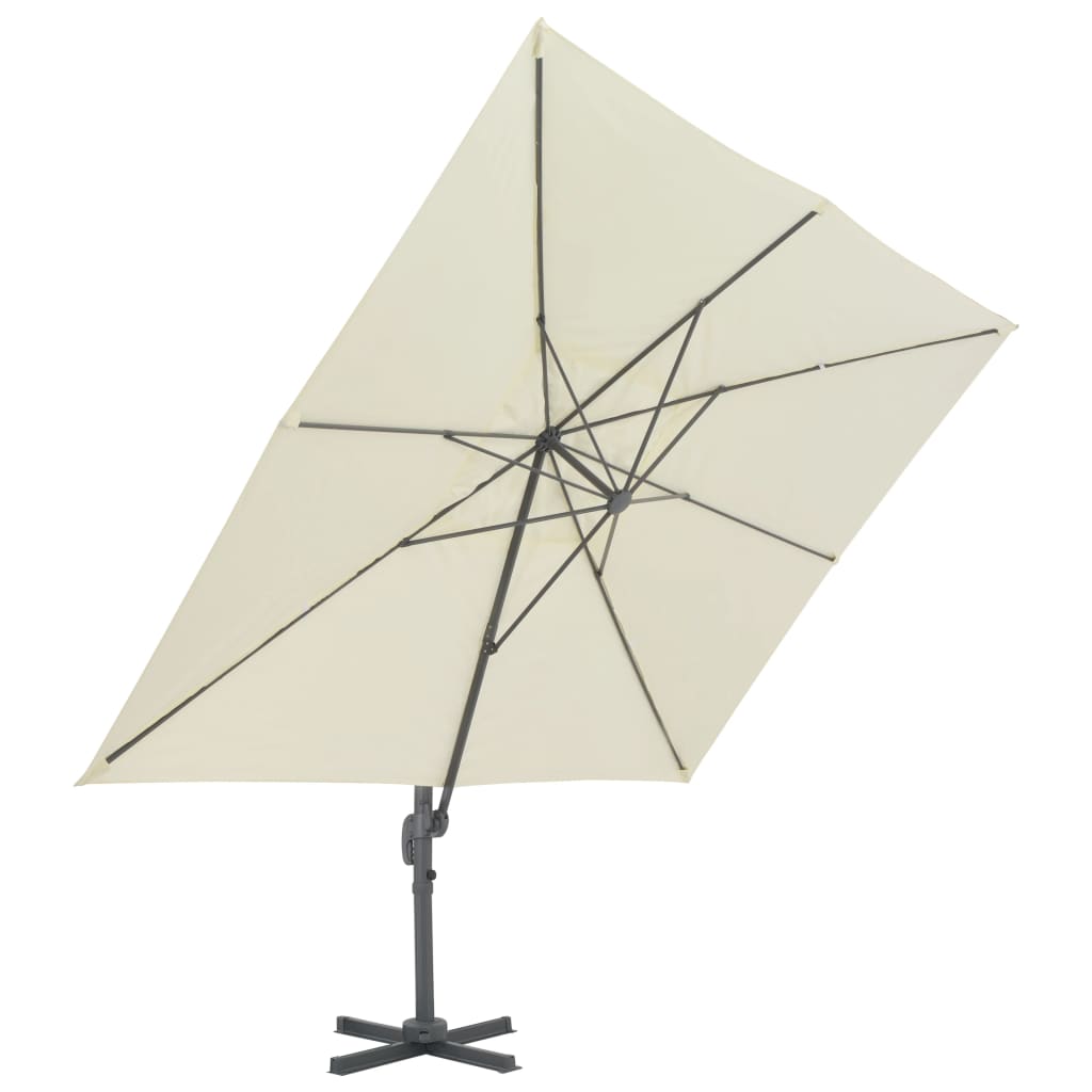 Cantilever umbrella with aluminum pole 400x300 cm sand white