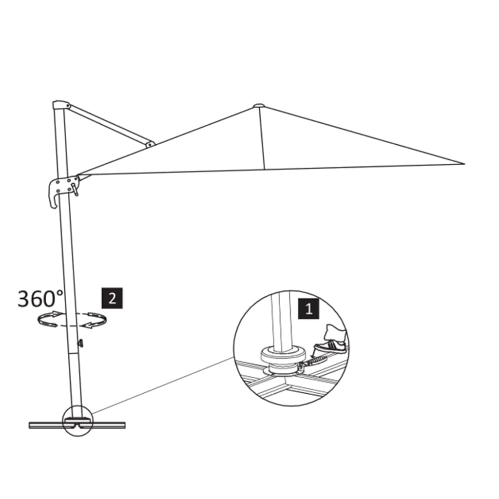 Cantilever umbrella with aluminum pole 400x300 cm sand white