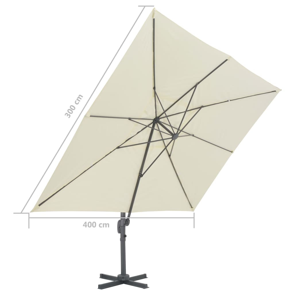 Cantilever umbrella with aluminum pole 400x300 cm sand white