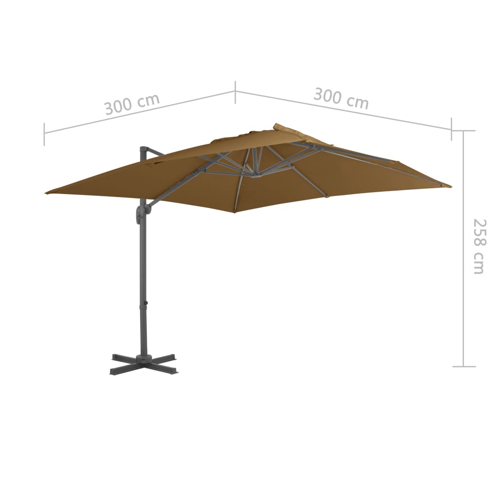 Cantilever umbrella with aluminum pole 300x300 cm Taupe