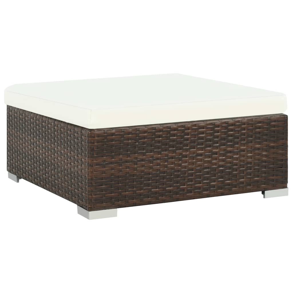 6-piece garden lounge set with cushions poly rattan brown