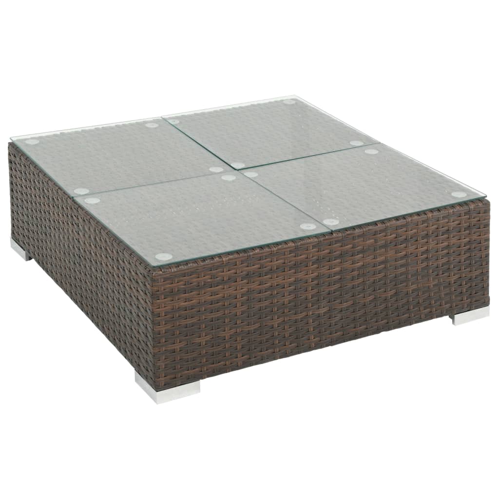 6-piece garden lounge set with cushions poly rattan brown